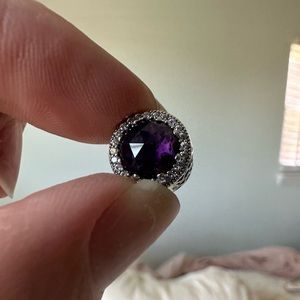 Purple and sterling silver Pandora bead